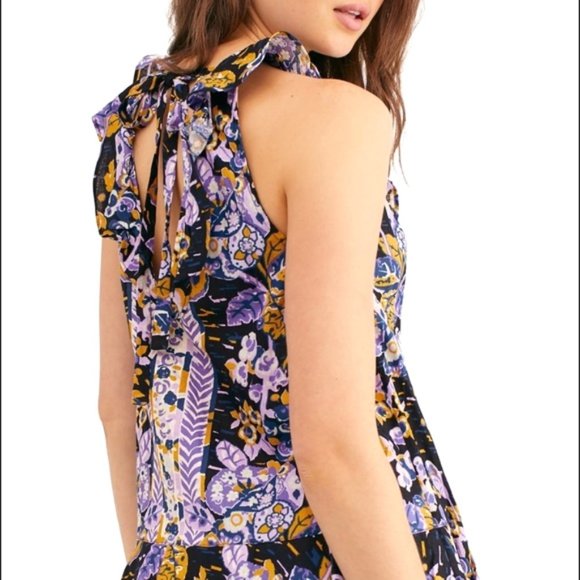 NWT Free People Linen Blend Summer in Tulem Tunic w/Tiered Hem & Ruffled Sleeves - Picture 3 of 5